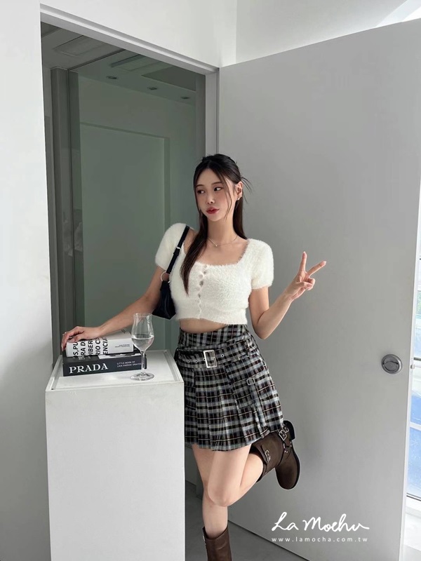 Y2K格紋百摺短裙